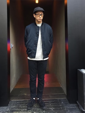 「OLD JOE & CO.（オールドジョーアンドコー）のアイテム（スウェット）」を使った、hideandrideさん（メンズ・177cm）の冬コーディネート