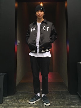 「fuct（ファクト）のアイテム（ジャケット/アウター）」を使った、hideandrideさん（メンズ・177cm）の冬コーディネート
