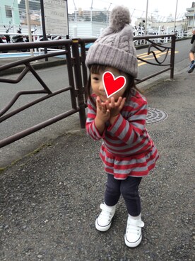 「アイテム（チュニック、レッド系）」を使った、S☺︎H さん（レディース・164cm）の秋コーディネート