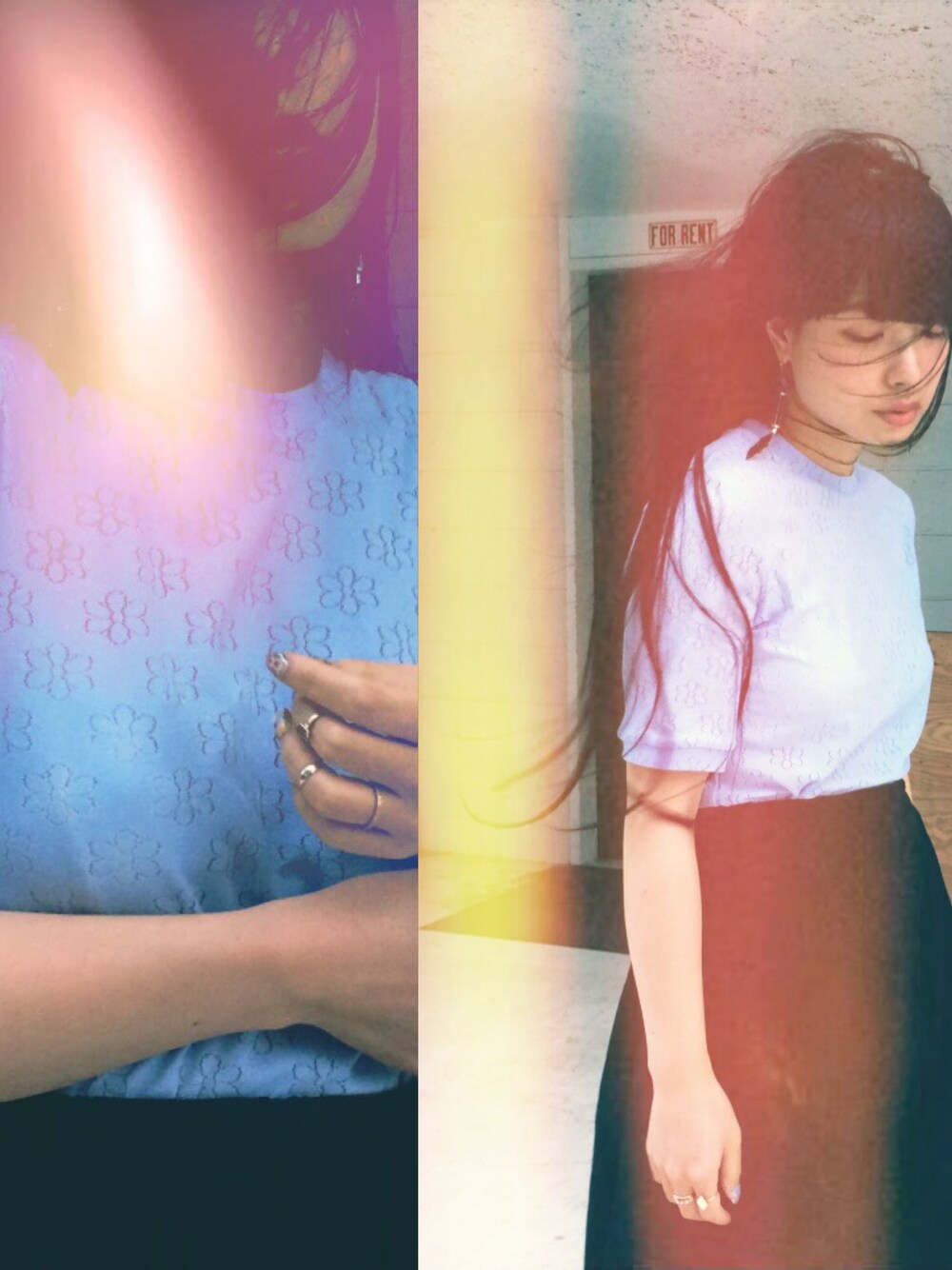 ブラック系のその他パンツ、ブルー系のTシャツ/カットソー、シルバー系のその他シューズを着用したレディースの春コーディネートの1枚目の写真