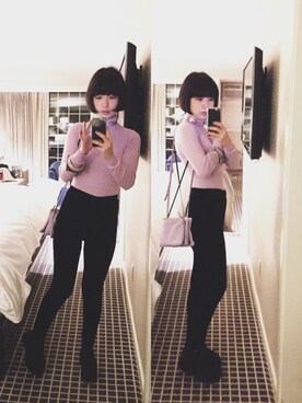 「アイテム（アクセサリー、パープル系）」を使った、eriさん（レディース・160cm）の秋コーディネート