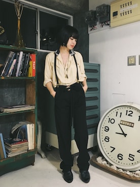 「マリンコーデ」｜「アイテム（スラックス）」を使った、eriさん（レディース・161cm）の秋コーディネート