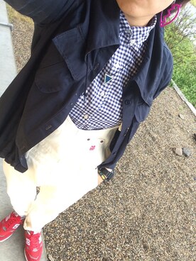 「アイテム（アクセサリー、パープル系）」を使った、chamuさん（レディース・161cm）の春コーディネート