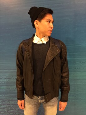 「PULL&BEAR（プルアンドベア）のアイテム（スウェット）」を使った、Jupi Leungさん（メンズ・172cm）の冬コーディネート