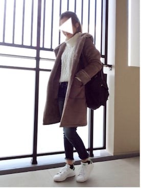 「ヘアバンド」｜「アイテム（ムートンコート）」を使った、-nats-さん（レディース・159cm）の冬コーディネート