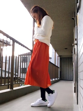 「オレンジスカート」｜-nats-さん（レディース・159cm）の冬コーディネート