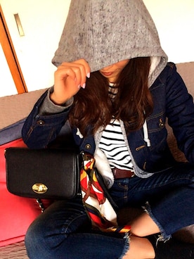 「Ungrid（アングリッド）のインディゴフレイドヘムストスリ（デニムパンツ）」を使った、-nats-さん（レディース・159cm）の冬コーディネート