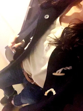 「Ungrid（アングリッド）のインディゴフレイドヘムストスリ（デニムパンツ）」を使った、ｍａｒｉさん（レディース・159cm）の冬コーディネート