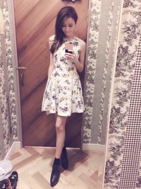 「SNIDEL（スナイデル）のアイテム（チュニック）」を使った、Abby 馮媛甄さん（レディース・160cm）の春コーディネート