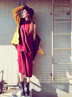 「Marjorie（マージョリー）のアイテム（つなぎ/オールインワン）」を使った、Abby 馮媛甄さん（レディース・160cm）の春コーディネート