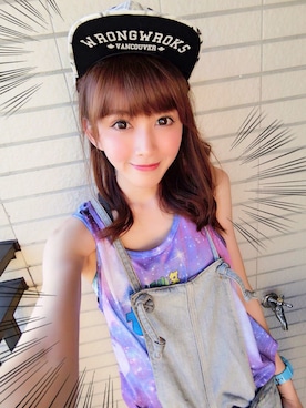 「OUTER SPACE（アウタースペース）のアイテム（オールインワン・サロペット）」を使った、Abby 馮媛甄さん（レディース・158cm）の夏コーディネート