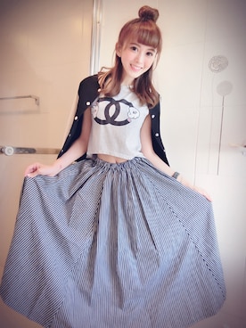 「BEAMS（ビームス）のアイテム（デニムスカート）」を使った、Abby 馮媛甄さん（レディース・158cm）の夏コーディネート