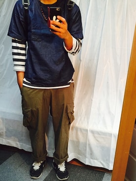 「UNIQLO（ユニクロ）のアイテム（Tシャツ/カットソー、その他）」を使った、だーさん（メンズ・182cm）の秋コーディネート
