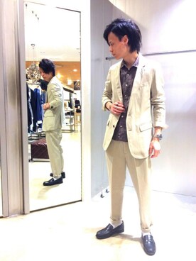 「HAMNETT（ハムネット）のアイテム（テーラードジャケット）」を使った、潤さん（メンズ・175cm）の春コーディネート