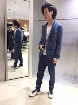 「KATHARINE HAMNETT LONDON （キャサリンハムネットロンドン）のアイテム（ジャケット/アウター）」を使った、潤さん（メンズ・175cm）の夏コーディネート