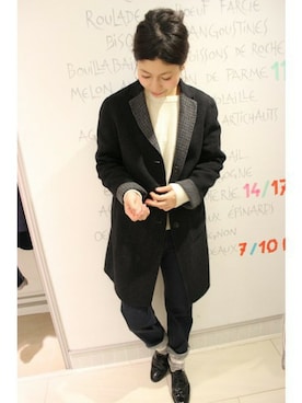 「チェスター」｜「アイテム（その他アウター）」を使った、イエナスローブ町田　スタッフさん（レディース・158cm）の秋コーディネート