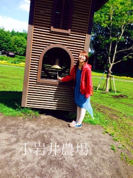 「デニムワンピース」｜「アイテム（ナイロンジャケット）」を使った、atsumiさん（レディース・155cm）の夏コーディネート
