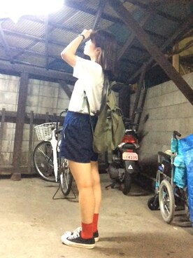 「くつした」｜「アイテム（アナログ腕時計）」を使った、ヤスミさん（レディース・161cm）の夏コーディネート