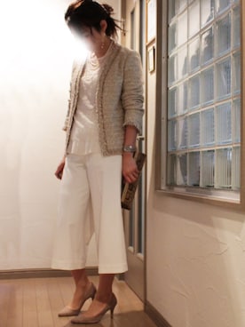 「Noble（ノーブル）のアイテム（ノーカラージャケット）」を使った、チリさん（レディース・160cm）の春コーディネート