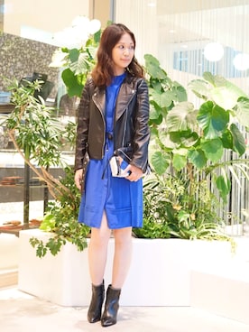 「七五三」｜「アイテム（ライダースジャケット）」を使った、MIKIさん（レディース・164cm）の秋コーディネート