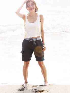 「ポニーテール」｜「アイテム（水着/着物・浴衣）」を使った、SAFSTOKYOさん（レディース・170cm）の夏コーディネート