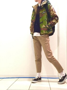 「WILD THINGS（ワイルドシングス）のアイテム（ダウンジャケット/コート）」を使った、motoさん（レディース・166cm）の春コーディネート