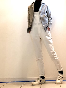 「BAYFLOW（ベイフロー）のアイテム（オールインワン・サロペット）」を使った、motoさん（レディース・166cm）の春コーディネート