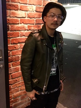「カスタム」｜「アイテム（ライダースジャケット）」を使った、Tomoya  Miuraさん（メンズ・169cm）の夏コーディネート