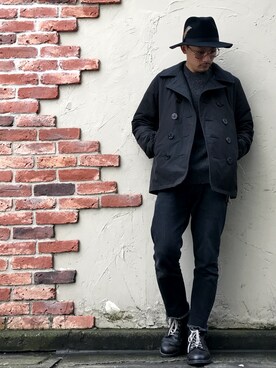「schott（ショット）のアイテム（ステンカラーコート）」を使った、Tomoya  Miuraさん（メンズ・169cm）の秋コーディネート