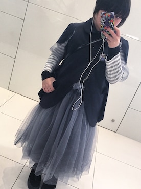 「アイテム（ドレス、グレー系）」を使った、Hikaru Nanjoさん（レディース・150cm）の春コーディネート