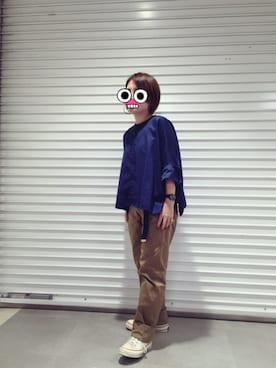 「SCYE BASICS（サイベーシックス）のアイテム（チノパンツ）」を使った、muuさん（レディース・150cm）の秋コーディネート