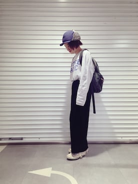 「ベロアスカート」｜「アイテム（キャップ）」を使った、muuさん（レディース・150cm）の秋コーディネート