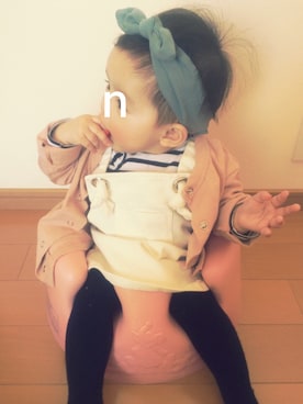 「ボーダーTシャツ」｜pirosanさん（キッズ・70cm）の春コーディネート