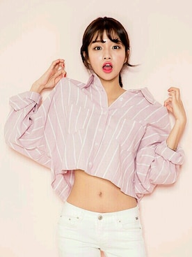 「chuu（チュー）のアイテム（トップス）」を使った、츄さん（レディース・164cm）の春コーディネート