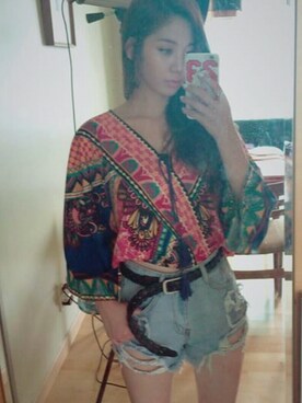 「chuu（チュー）のアイテム（トップス）」を使った、츄さん（レディース・164cm）の夏コーディネート