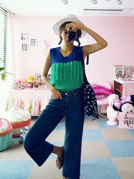 「chuu（チュー）のアイテム（パンツ）」を使った、츄さん（レディース・164cm）の夏コーディネート