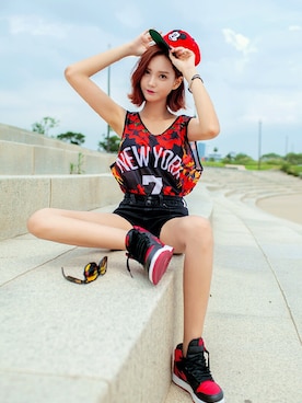 「chuu（チュー）のアイテム（トップス）」を使った、츄さん（レディース・164cm）の夏コーディネート