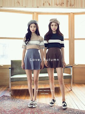 「chuu（チュー）のアイテム（トップス）」を使った、츄さん（レディース・164cm）の秋コーディネート