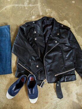 「chuu（チュー）のアイテム（ジャケット/アウター）」を使った、츄さん（レディース・164cm）の秋コーディネート