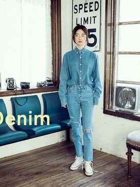 「chuu（チュー）のアイテム（パンツ）」を使った、츄さん（レディース・164cm）の秋コーディネート