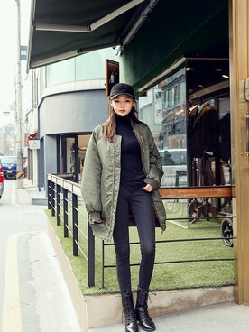 「chuu（チュー）のアイテム（ジャケット/アウター）」を使った、츄さん（レディース・164cm）の秋コーディネート