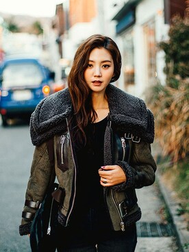 「Chuu」｜「アイテム（マウンテンパーカー）」を使った、츄さん（レディース・164cm）の冬コーディネート