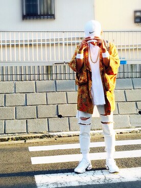 「アイテム（バングル/リストバンド）」を使った、らすとおさむらいさん（メンズ・170cm・20代）の春コーディネート