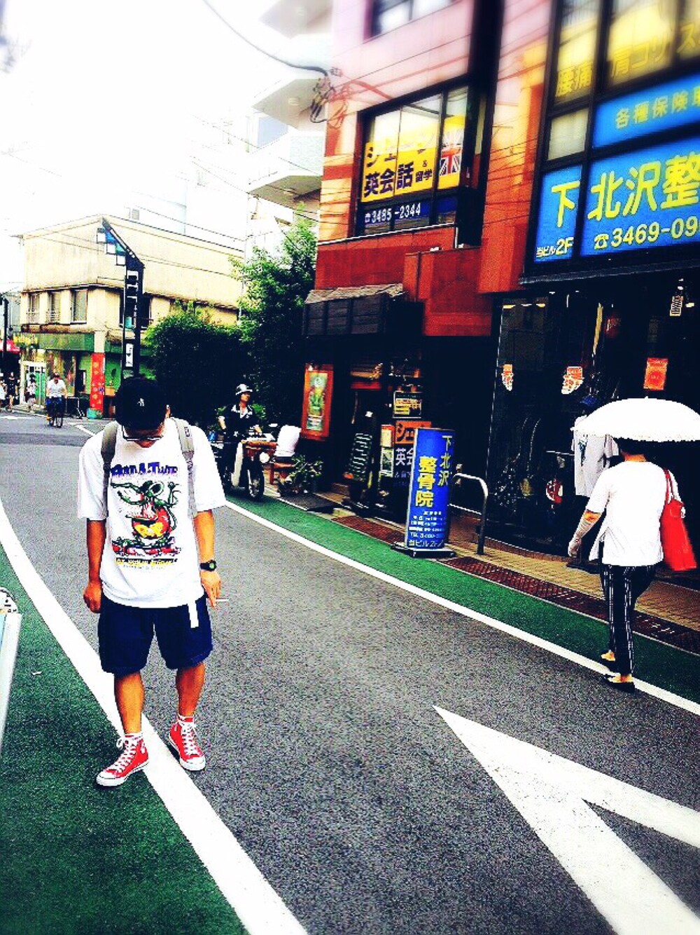 「古着、passport、converse、SAY!」｜「Passportのアイテム（キャップ、ブラック系）」を使った、らすとおさむらいさん（メンズ・170cm）の夏コーディネートの1枚目の写真