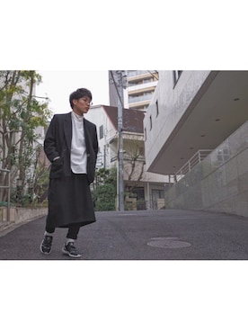 「Yohji Yamamoto（ヨウジヤマモト）のアイテム（スカート）」を使った、らすとおさむらいさん（メンズ・170cm）の春コーディネート
