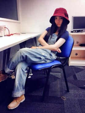 「H&M（エイチ・アンド・エム）のアイテム（つなぎ/オールインワン）」を使った、Crystal Au-Hang-Laamさん（レディース・155cm）の夏コーディネート