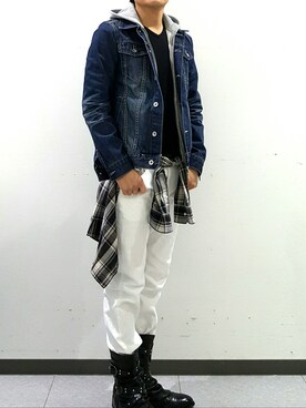 「roshell（ロシェル）のアイテム（デニムジャケット）」を使った、YU163さん（メンズ・167cm）の秋コーディネート