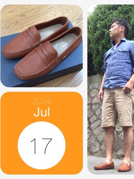 「JOSEPH ABBOUD（ジョセフアブード）のアイテム（トップス）」を使った、かずさん（メンズ・171cm）の夏コーディネート