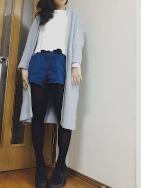 「mystic（ミスティック）の厚底スリッポン（パンプス、ブルー系）」を使った、めいさん（レディース・153cm）の冬コーディネート