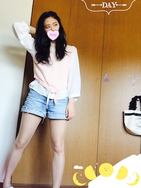 「PAGEBOY（ページボーイ）のアイテム（シャツ/ブラウス、ホワイト系）」を使った、めいさん（レディース・153cm）の春コーディネート